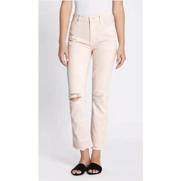 MOTHER Superior Denim Womens Jeans 27 High Waisted Rascal Ankle Distressed  Pink - Picture 1 of 9